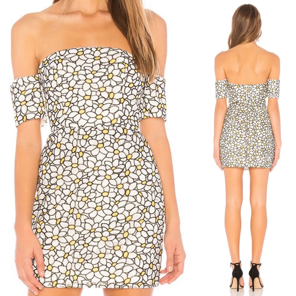 NBD x Revolve | Daisy Embroidered Mini Dress in White Daisy